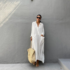 Beach Dress, Maxi Boho Dress, Martha in White