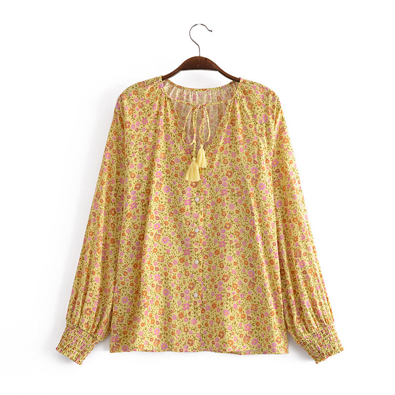 Boho Tops for Women, Boho Tops for Women, Boho Blouse, Yellow Sunshine Flower