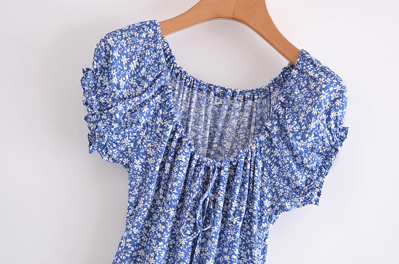 Boho Mini Dress Sundress, Sonora in Blue