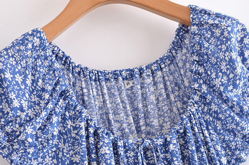 Boho Mini Dress Sundress, Sonora in Blue