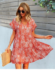 Boho Mini Dress Sundress, Arya in Red