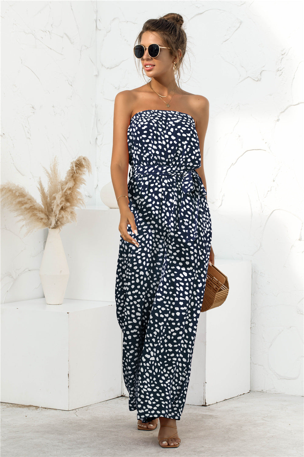 Boho Jumpsuit, Boho Romper, Quincy in Navy Blue