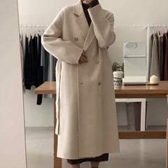 Winter Coat, Wool Coat, Long Wool Coat Women, Robe Coat Isabella  in Beigel and Coffee