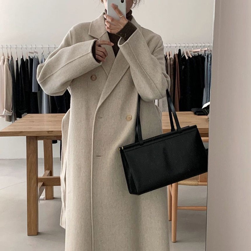 Winter Coat, Wool Coat, Long Wool Coat Women, Robe Coat Isabella  in Beigel and Coffee