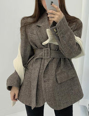 Winter Coat, Wool Coat, Wool Coat Women, Robe Coat Michelle in Coffee and Apricot