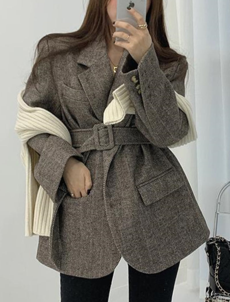 Winter Coat, Wool Coat, Wool Coat Women, Robe Coat Michelle in Coffee and Apricot