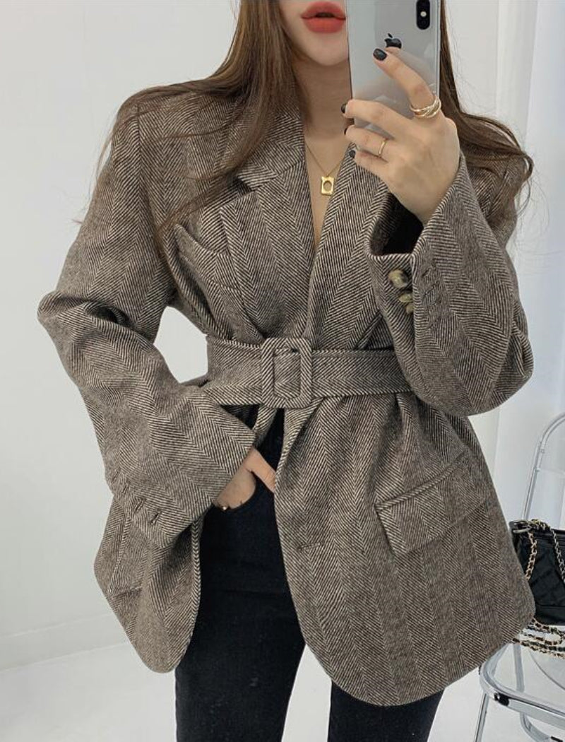 Winter Coat, Wool Coat, Wool Coat Women, Robe Coat Michelle in Coffee and Apricot