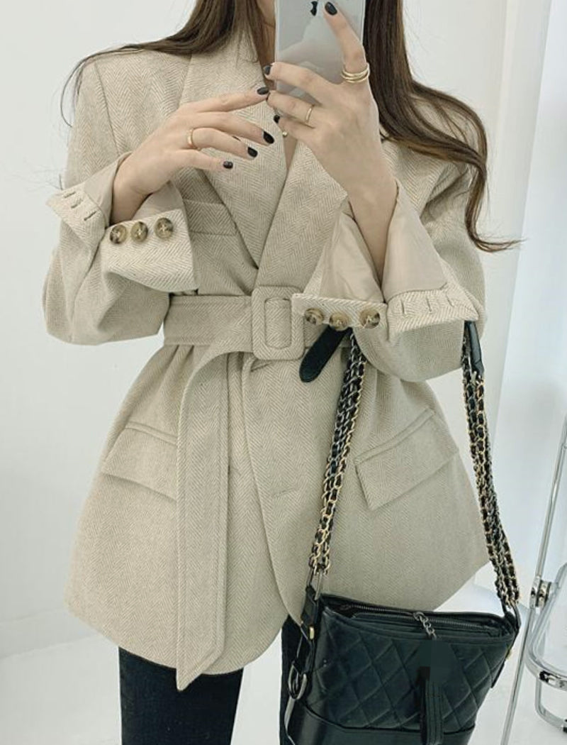 Winter Coat, Wool Coat, Wool Coat Women, Robe Coat Michelle in Coffee and Apricot