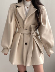 Winter Coat, Wool Coat, Wool Coat Women, Robe Coat Mariam in Beige and Black