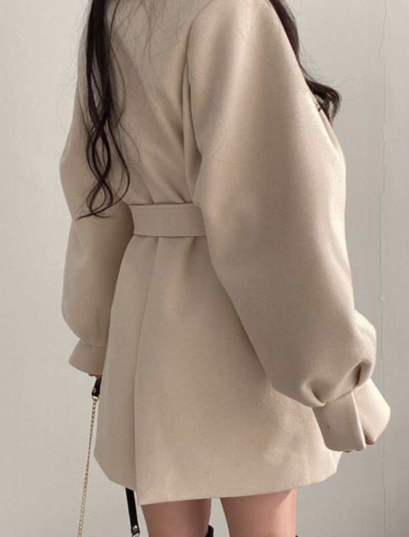 Winter Coat, Wool Coat, Wool Coat Women, Robe Coat Mariam in Beige and Black