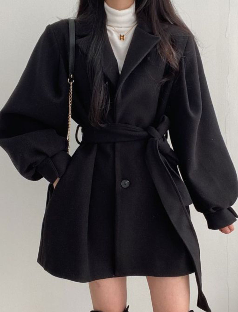 Winter Coat, Wool Coat, Wool Coat Women, Robe Coat Mariam in Beige and Black