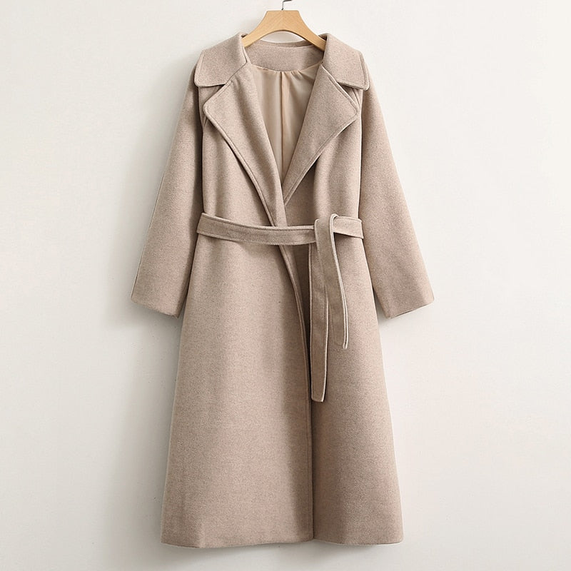 Winter Coat, Wool Coat, Long Wool Coat Women, Robe Coat Reina in Beige