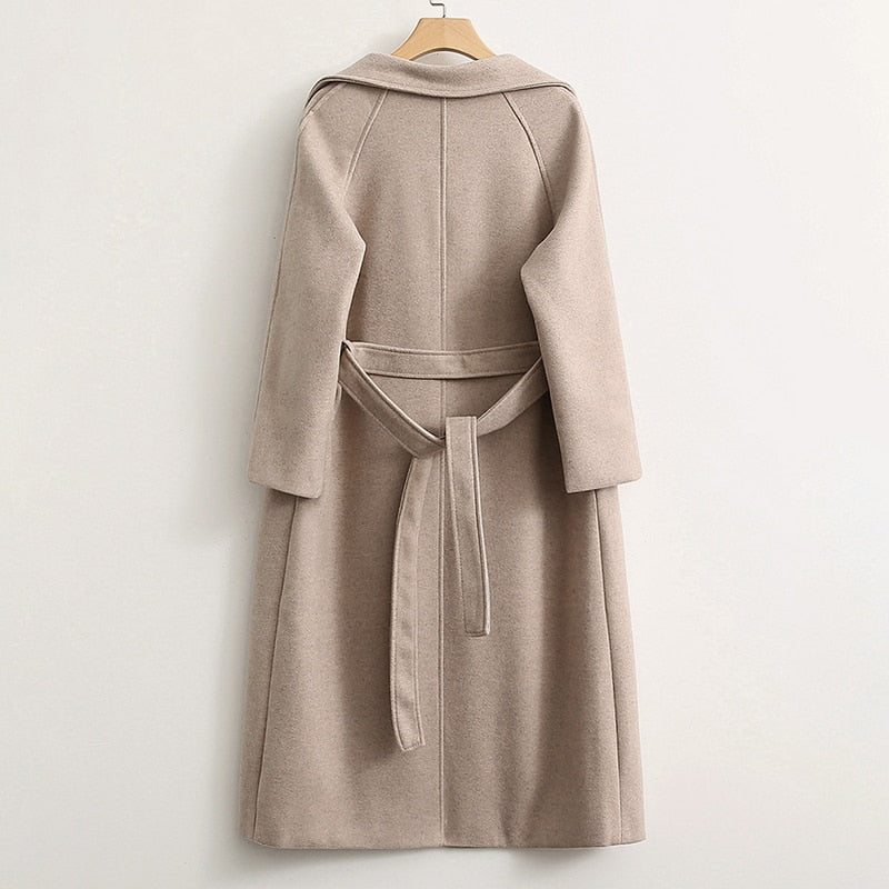 Winter Coat, Wool Coat, Long Wool Coat Women, Robe Coat Reina in Beige