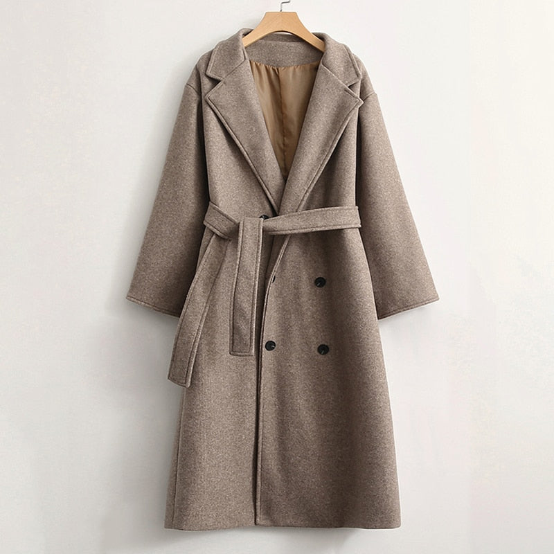 Winter Coat, Wool Coat, Long Wool Coat Women, Robe Coat Isabella  in Beigel and Coffee