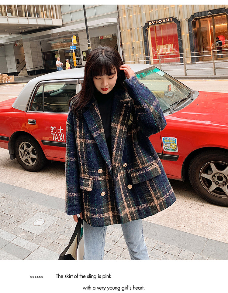 Boho Coat, Vintage Plaid Wool Coat Nellie