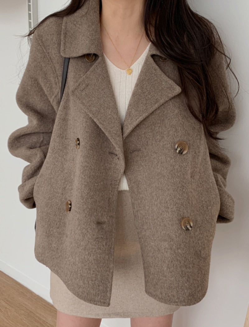 Winter Coat, Wool Coat, Wool Coat Women, Berta  in Coffee and Beige