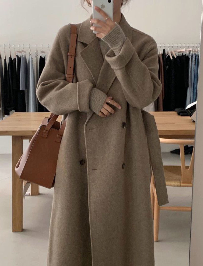 Winter Coat, Wool Coat, Long Wool Coat Women, Robe Coat Patrin in Coffee