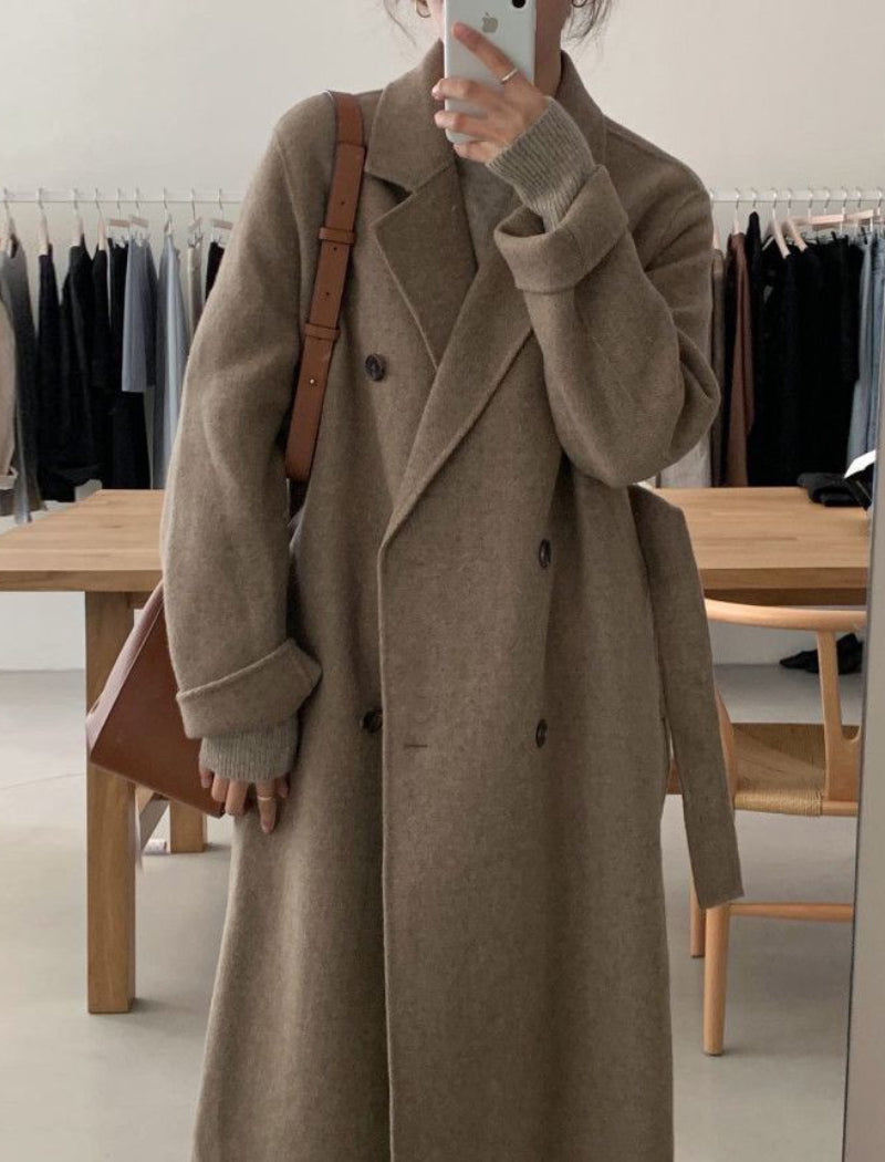 Winter Coat, Wool Coat, Long Wool Coat Women, Robe Coat Patrin in Beige