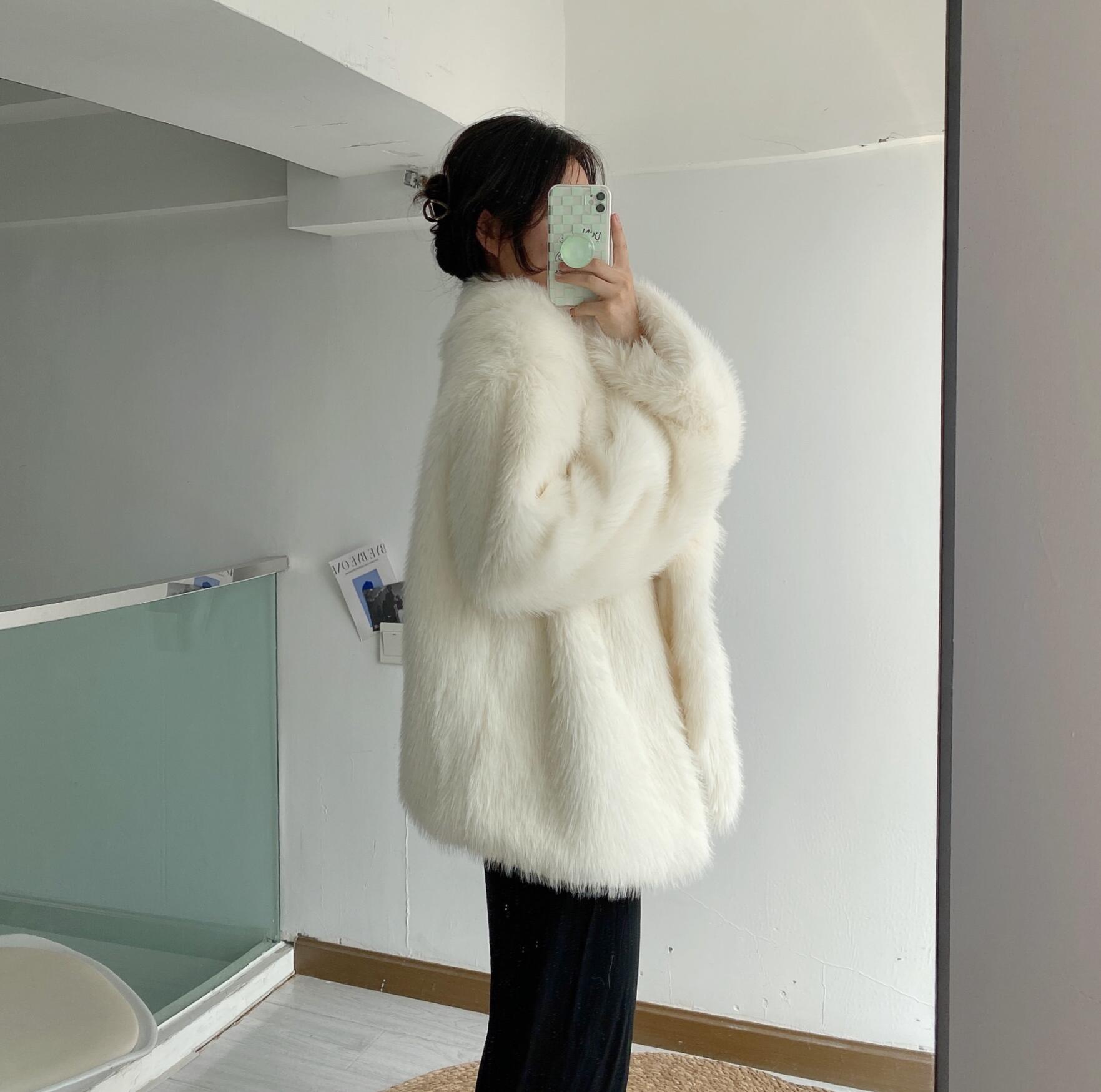 Boho Winter Coat, Fur Coat, Faux Fox Fur, Jolie in White