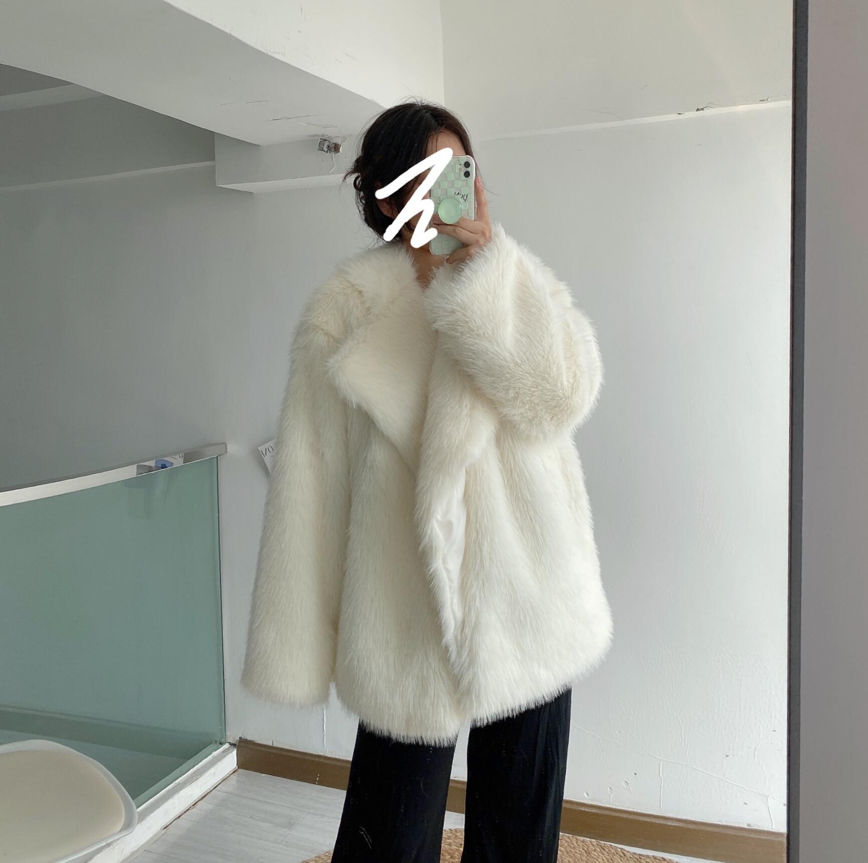 Boho Winter Coat, Fur Coat, Faux Fox Fur, Jolie in White