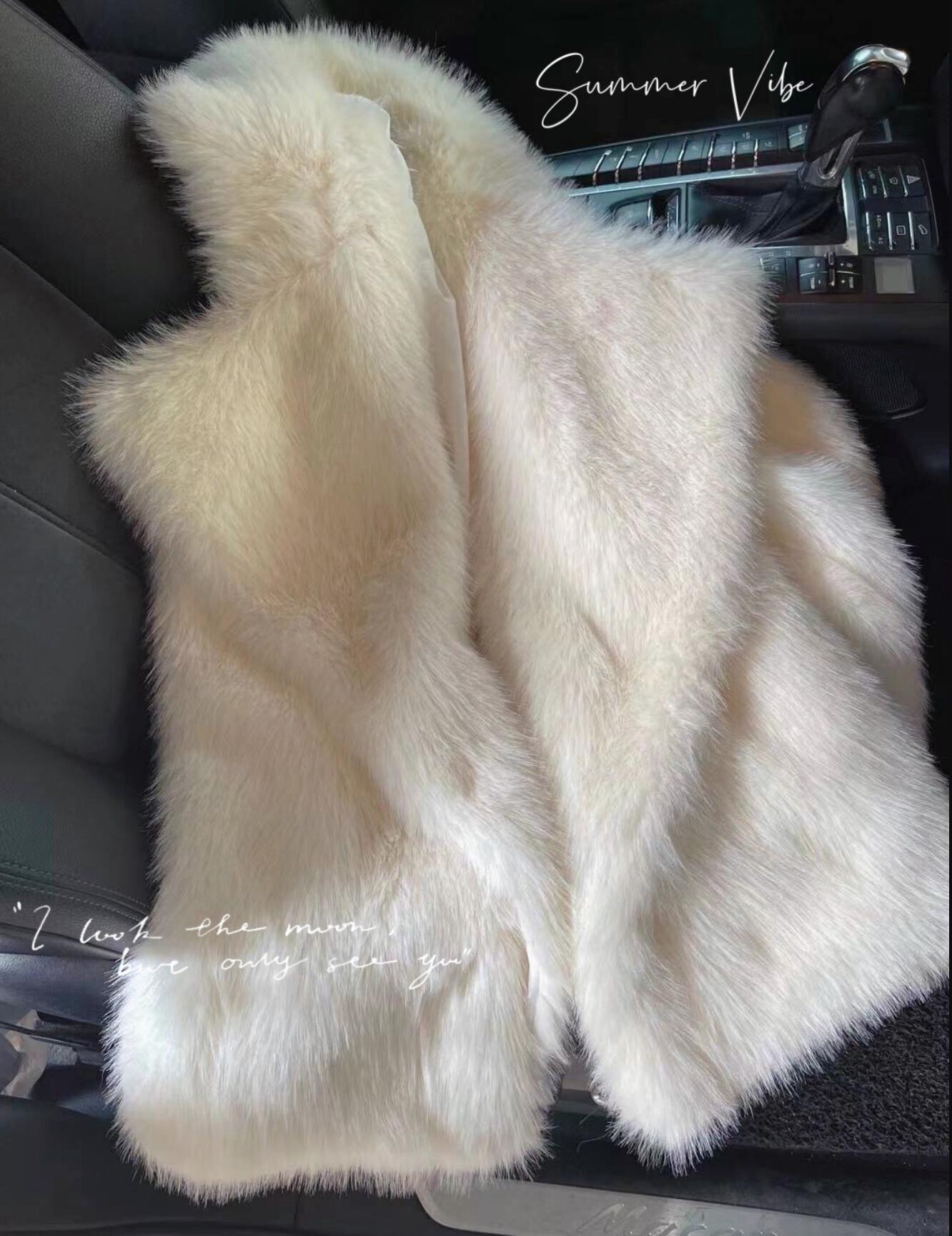 Boho Winter Coat, Fur Coat, Faux Fox Fur, Jolie in White