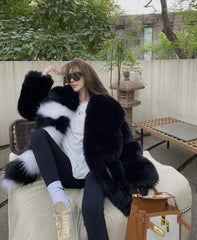 Winter Coat, Fur Coat, Faux Fur Coat, Fur Jacket, Mink Striped Black