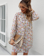 Boho Mini Dress Tunic Dress, Willow Floral in Apricot