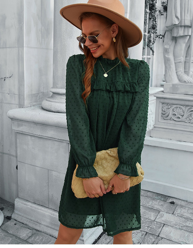 Boho Mini Dress Tunic Dress, Willow in Green