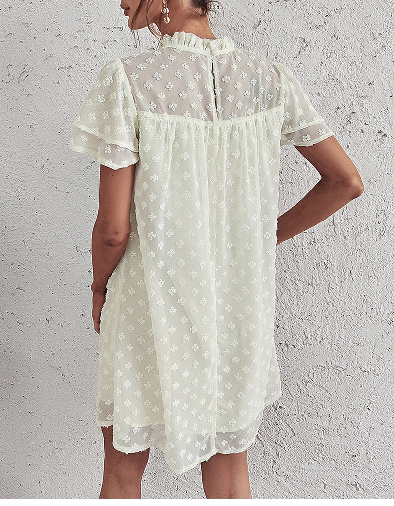 Boho Mini Dress Tunic Dress,Maeve Dot in White