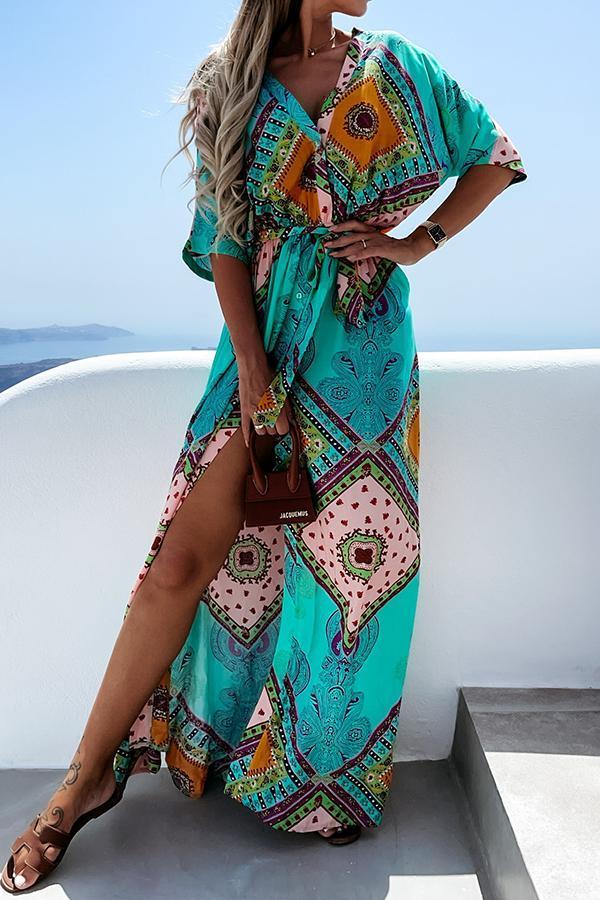 Beauty In Bloom Patchwork Boho Print Maxi Dress