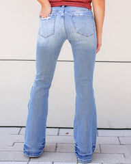 90s Vintage Ripped Mid Waist Flare Jeans