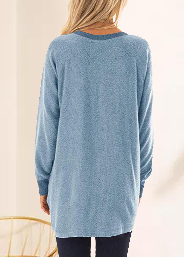 Long Sleeve Solid Color Round Neck Top