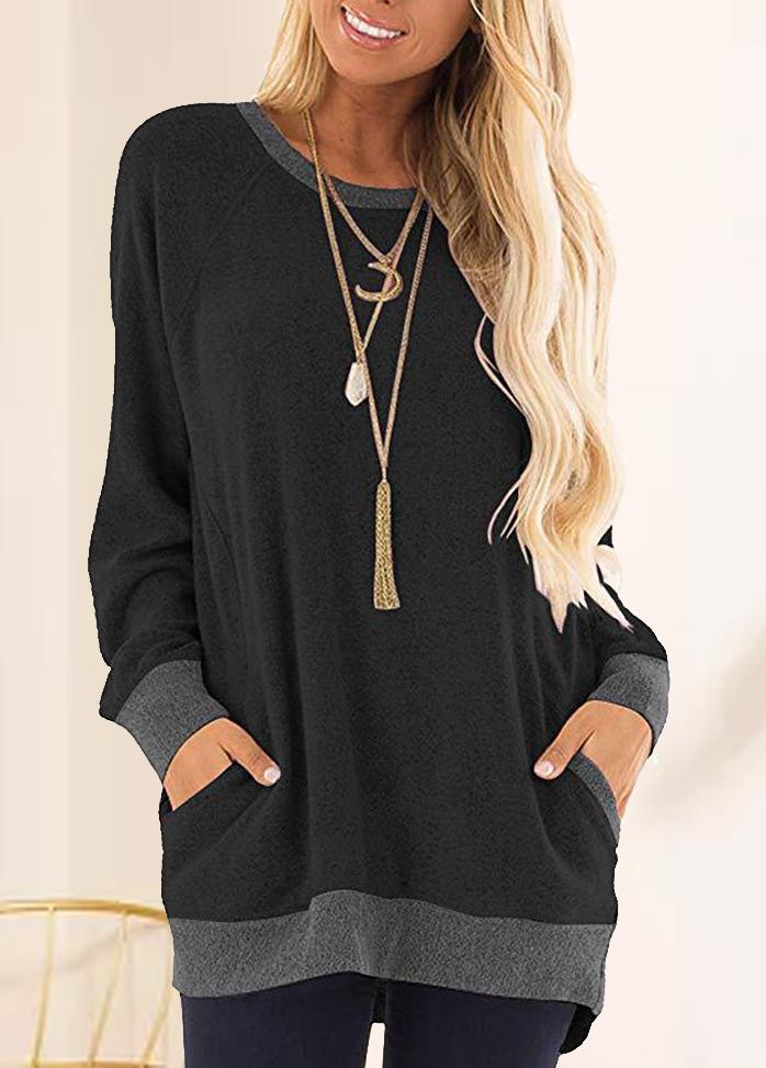 Long Sleeve Solid Color Round Neck Top