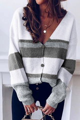 Shan Color Block Button Sweater