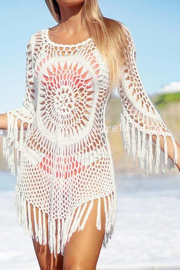 Beautiful Mandala Pattern Beachwear Crochet Cover-up