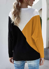 Long Sleeve Round Neck Patchwork Top