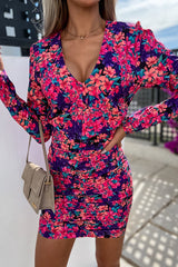 A Million Coincidences Floral Ruched Mini Dress