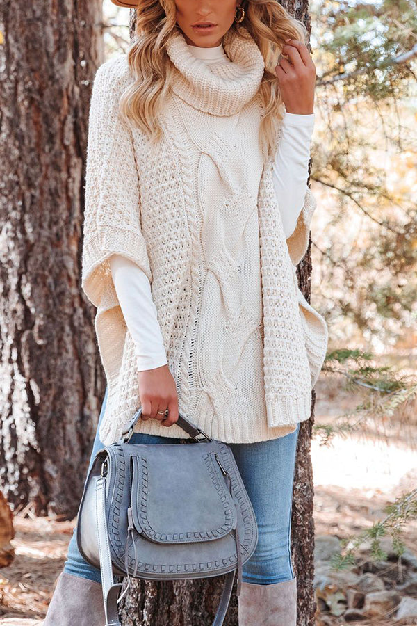 Beside The Fire Cable Poncho Sweater