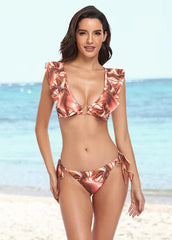 Flouncing Printed Bikini Set