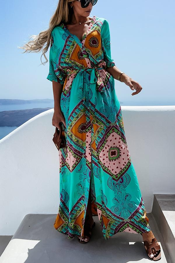 Beauty In Bloom Patchwork Boho Print Maxi Dress