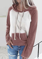 Casual Patchwork Long Sleeve Hoodie