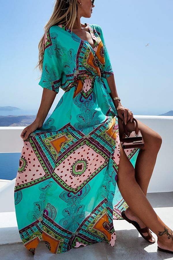 Beauty In Bloom Patchwork Boho Print Maxi Dress