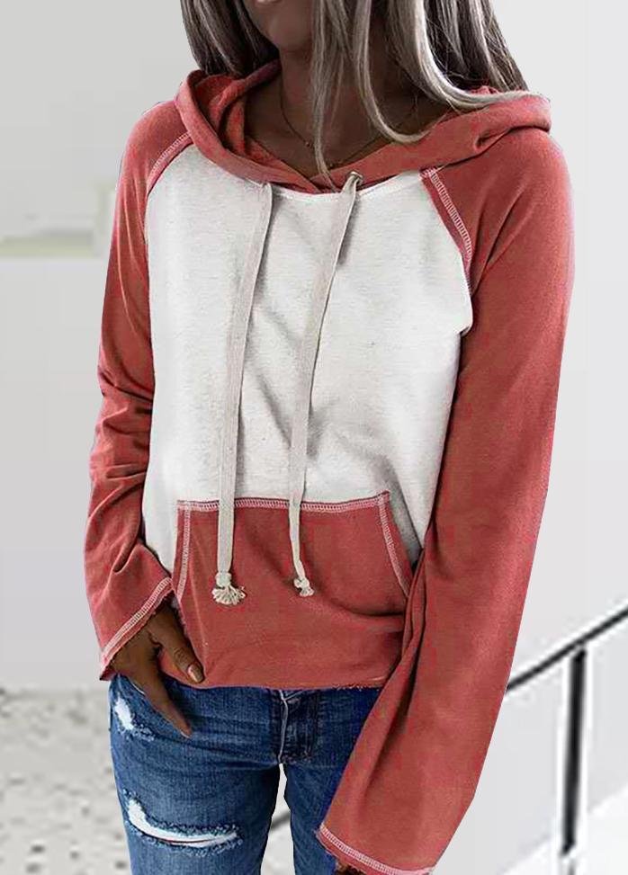 Casual Patchwork Long Sleeve Hoodie