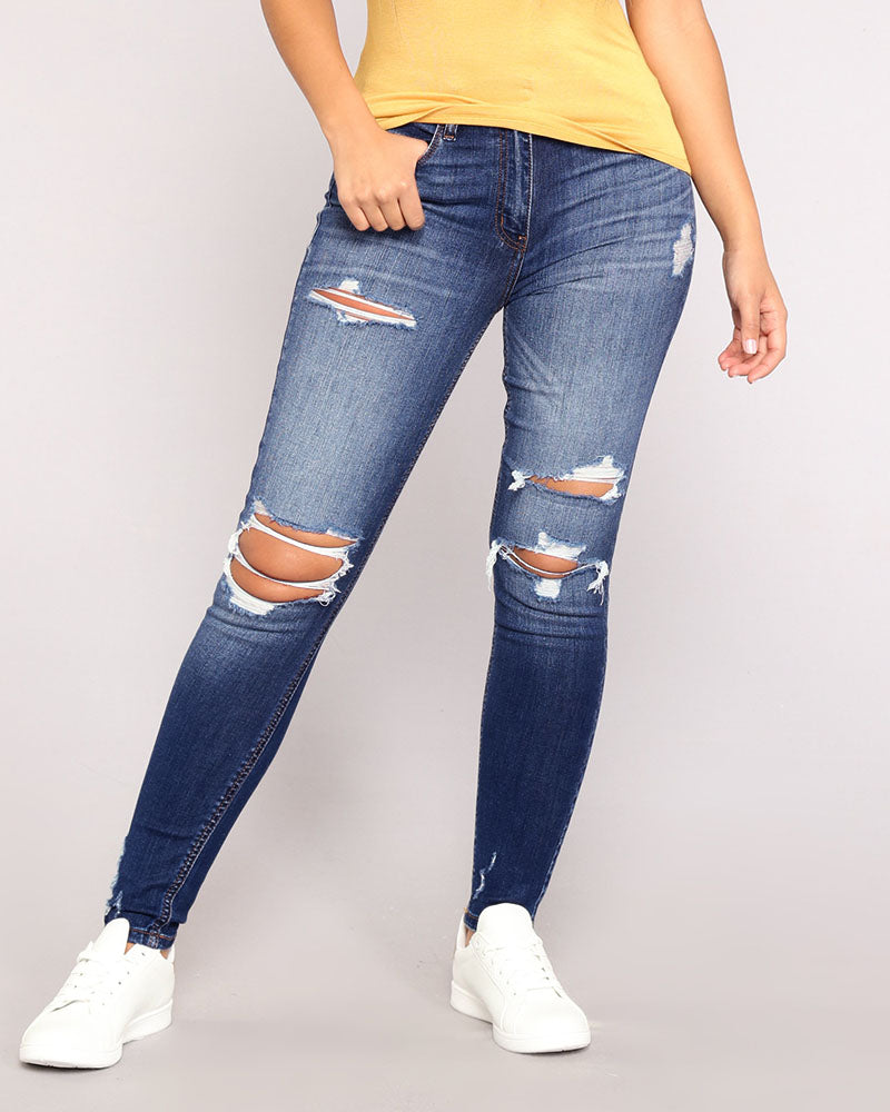 90s Vintage Distressed Zip Fly Skinny Jeans