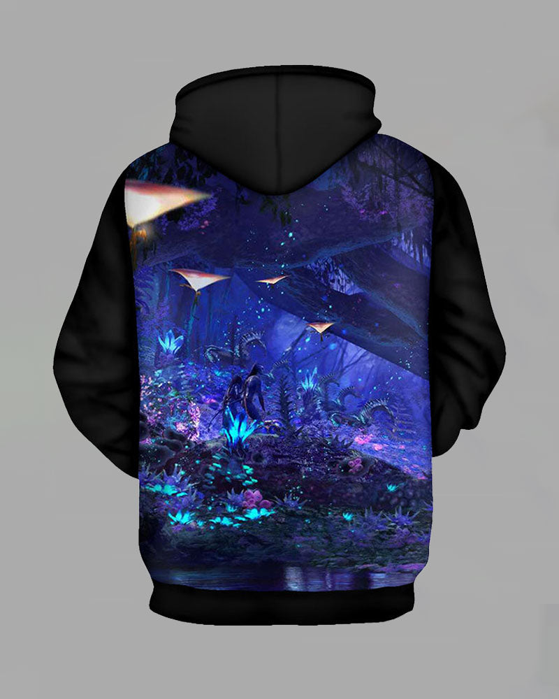 3D Movie Series Print Hooded Sweatshirt