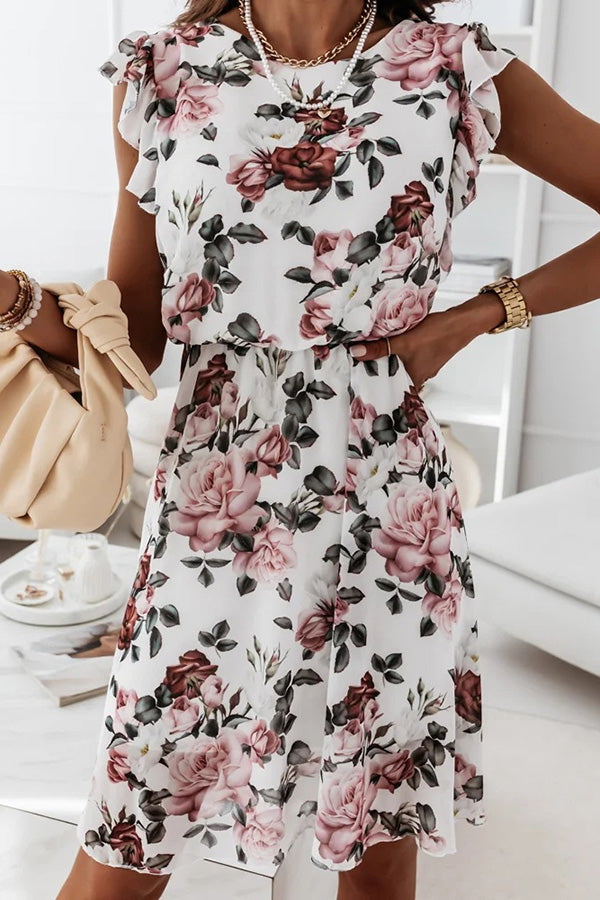 Blissful Garden Ruffle Sleeve Mini Dress