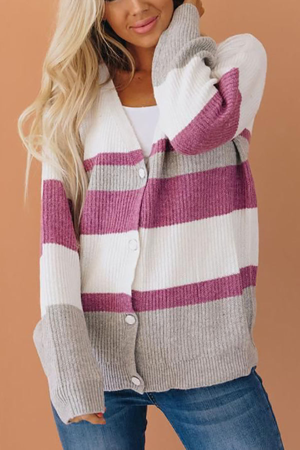 Shan Color Block Button Sweater