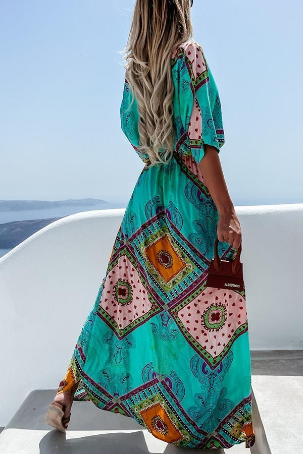 Beauty In Bloom Patchwork Boho Print Maxi Dress