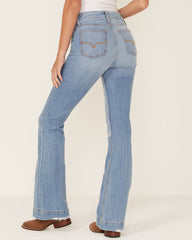 90s Vintage Ripped Zip Fly Embroidery Pocket Back Flare Jeans