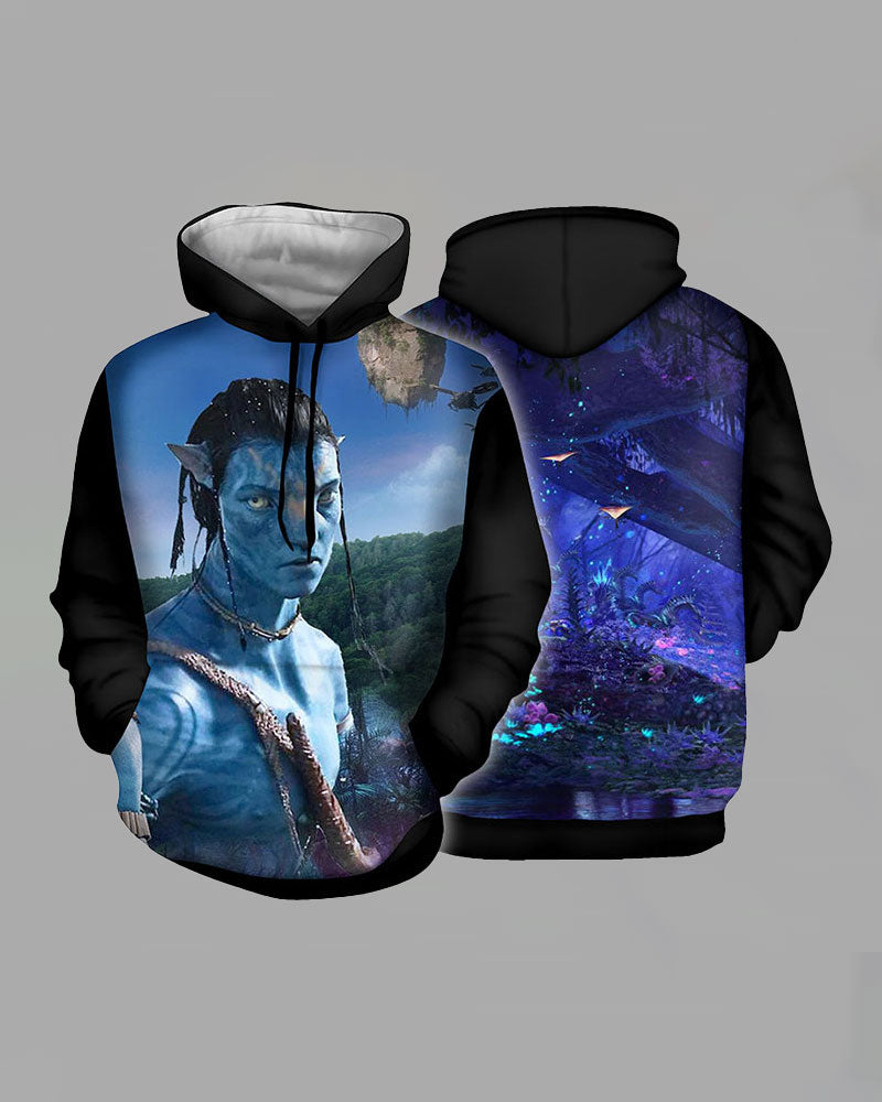 3D Movie Series Print Hooded Sweatshirt